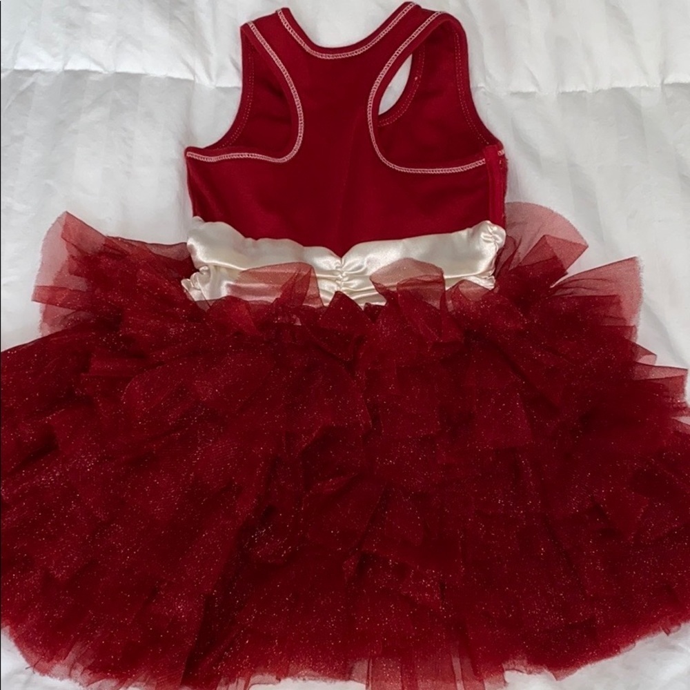 Ooh la la couture red/gold lace top, layered ruffle bottom tutu like dress - Picture 4 of 5